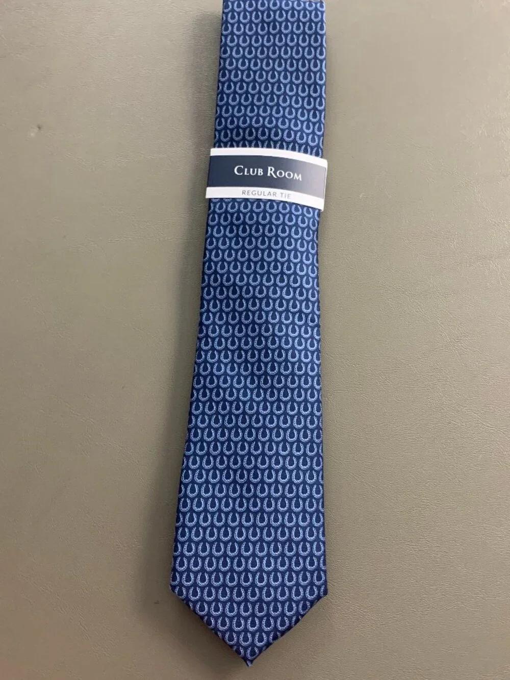 Club Room Men's 3'' 100% Polyester Neck Tie, Blue Horseshoe Pattern, One Size